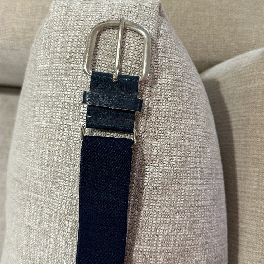 Softball. Baseball. Navy Youth Athletic Belt with Silver Buckle